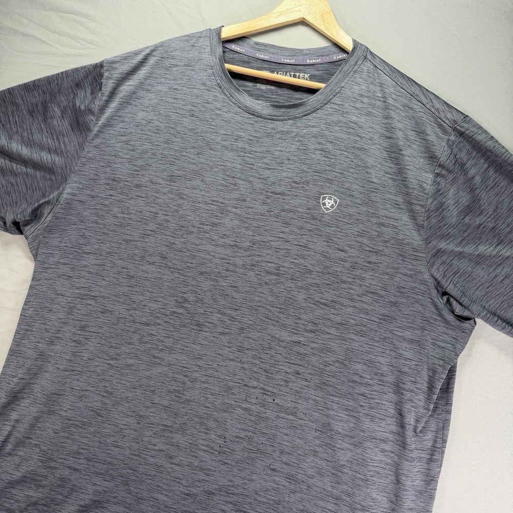 Ariat Tek Shirt Mens 2XL Blue Short Sleeve Heat Gear Performance Stretch